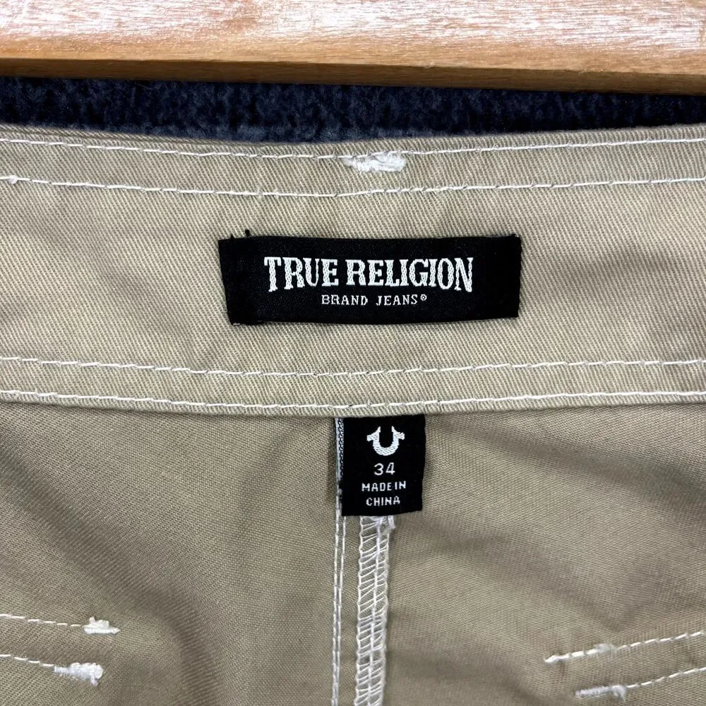 True Religion Cargo Pants 36 X 32 Mens Khaki‎ Travertine Tan